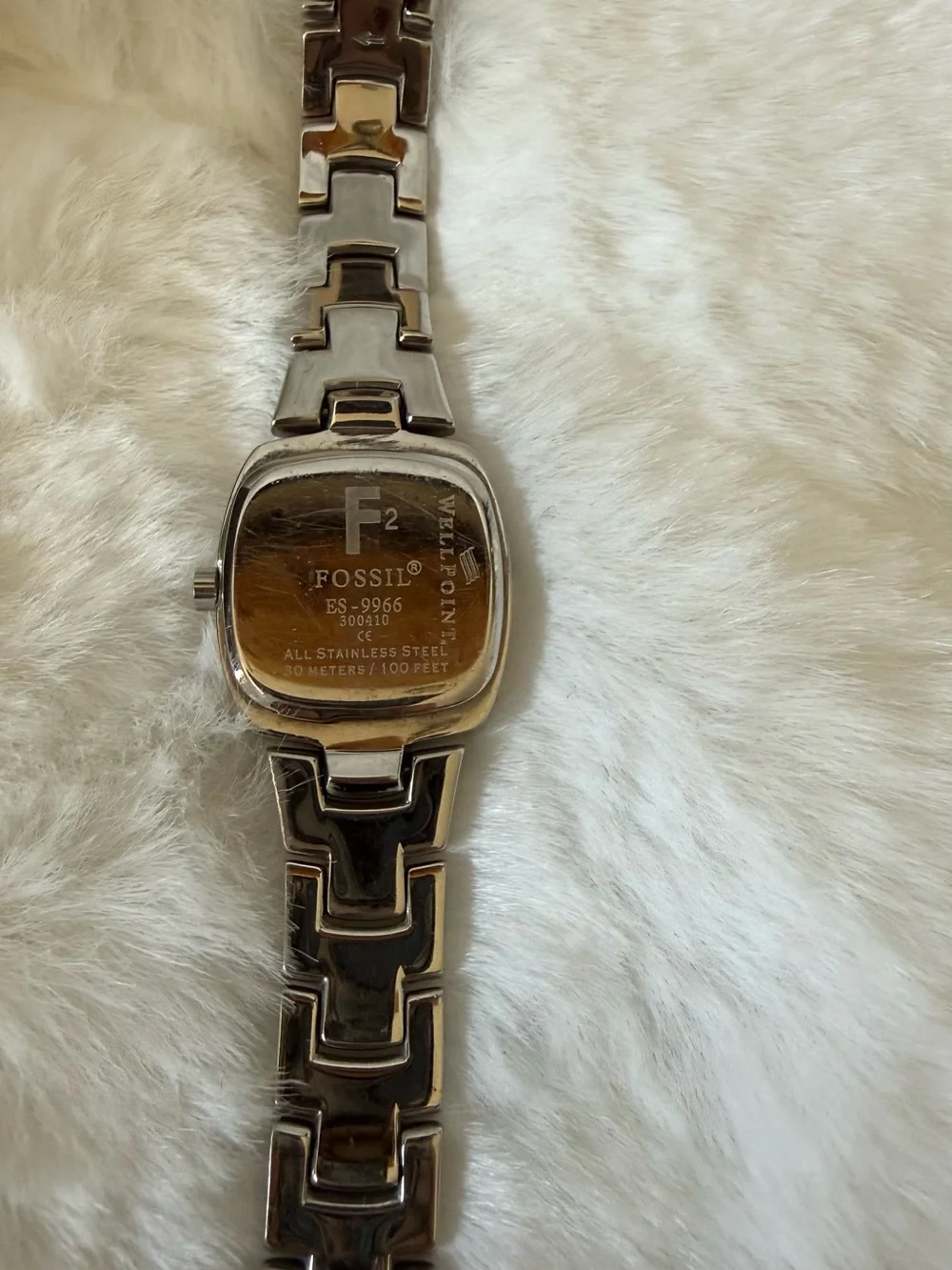 Fossil Silver Tone Mother-of-Pearl Bracelet Watch with Crystal Bezel - Picture 5 of 6